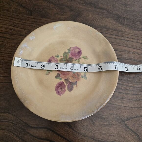 Vintage Lusterware Thompson Aladdin Saucer Plate Pink Rose Pattern Farmhouse 7" - Picture 9 of 10